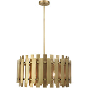 Brass Six Light Metal Dimmable Chandelier With Shades