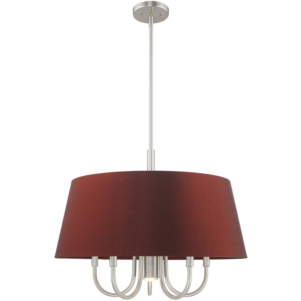 Nickel Six Light Metal Dimmable Chandelier With Shades