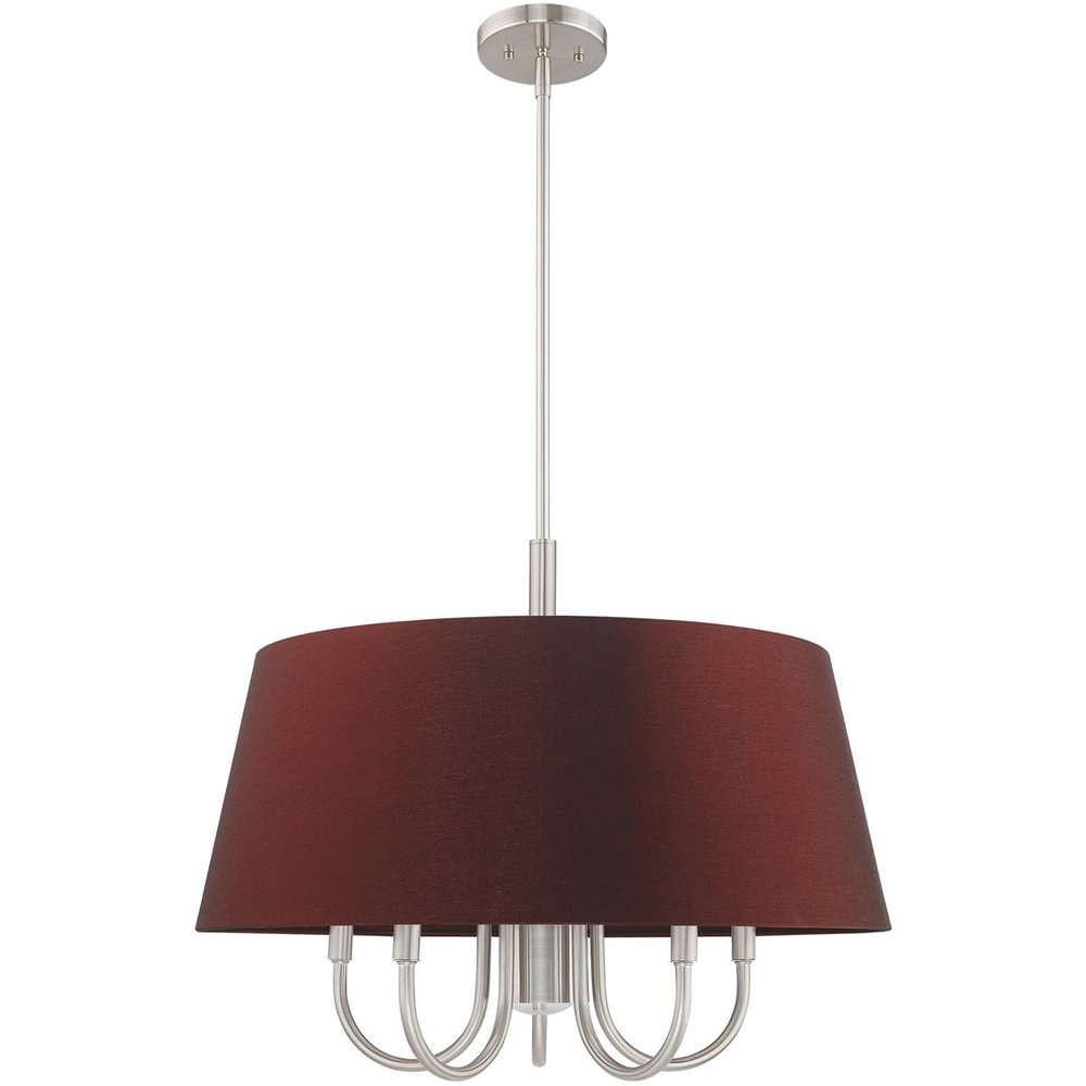 Nickel Six Light Metal Dimmable Chandelier With Shades