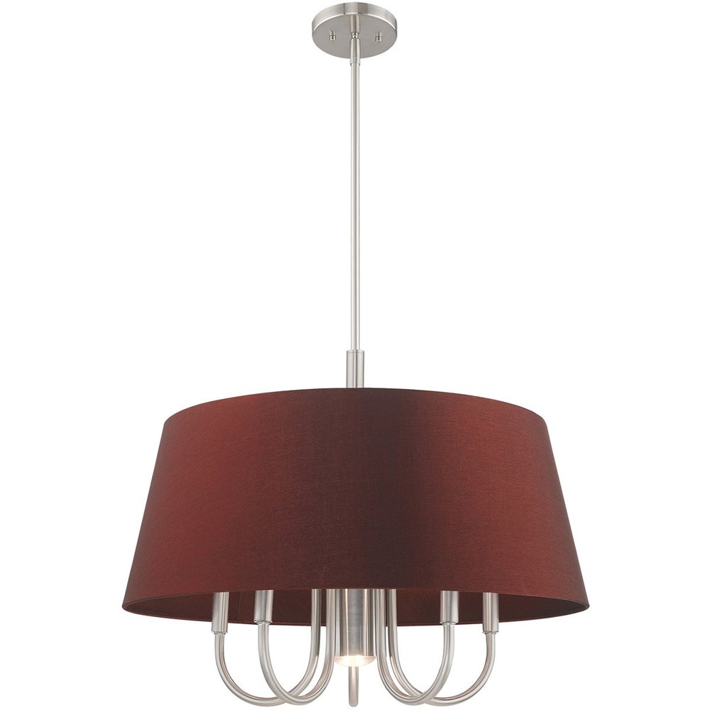 Nickel Six Light Metal Dimmable Chandelier With Shades