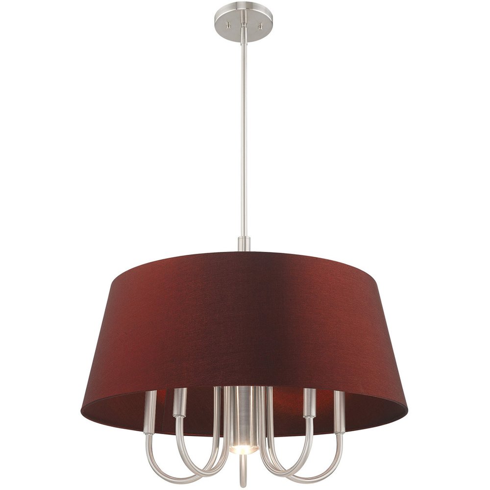 Nickel Six Light Metal Dimmable Chandelier With Shades