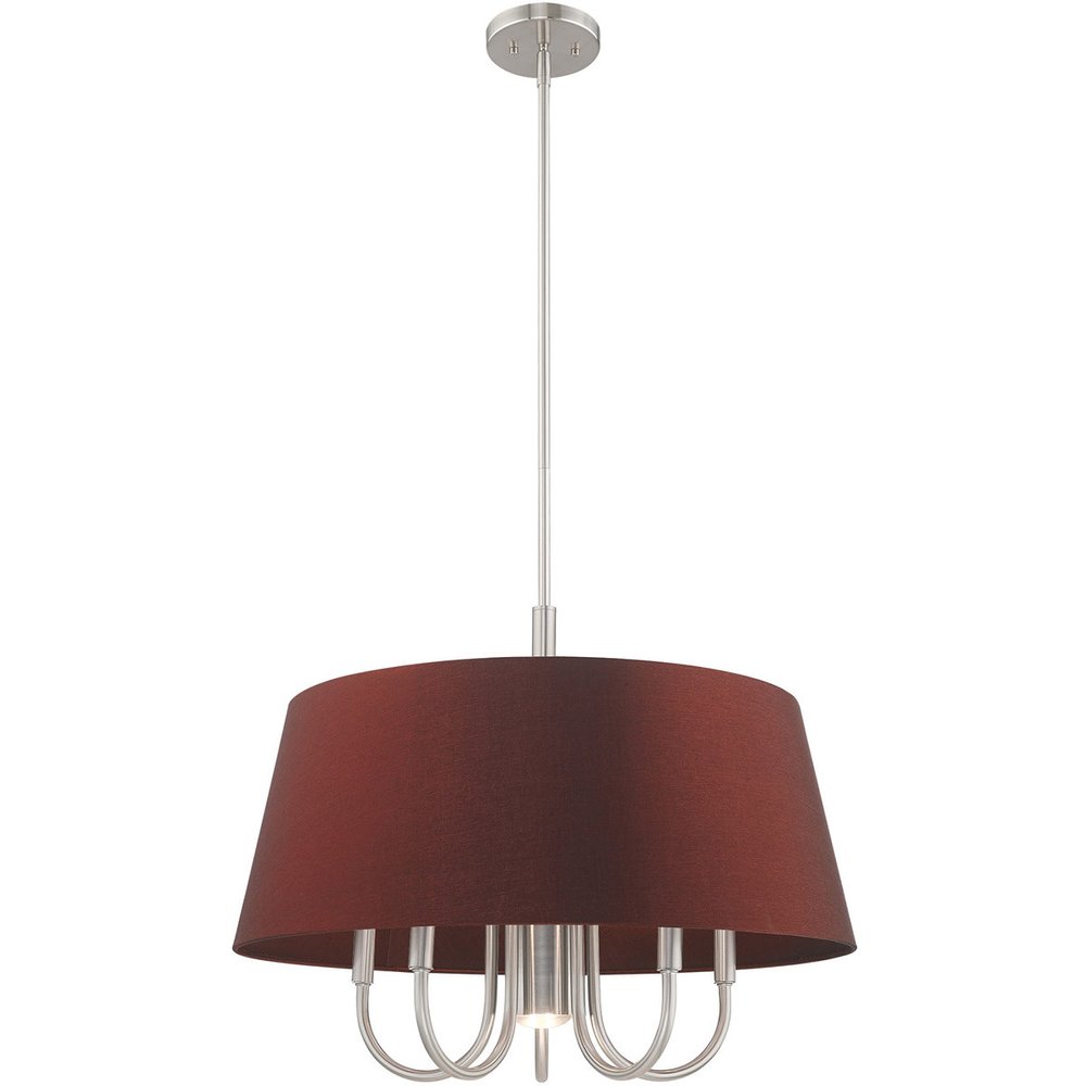 Nickel Six Light Metal Dimmable Chandelier With Shades