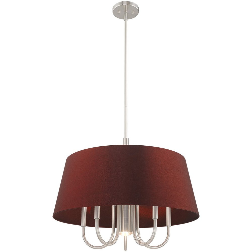 Nickel Six Light Metal Dimmable Chandelier With Shades