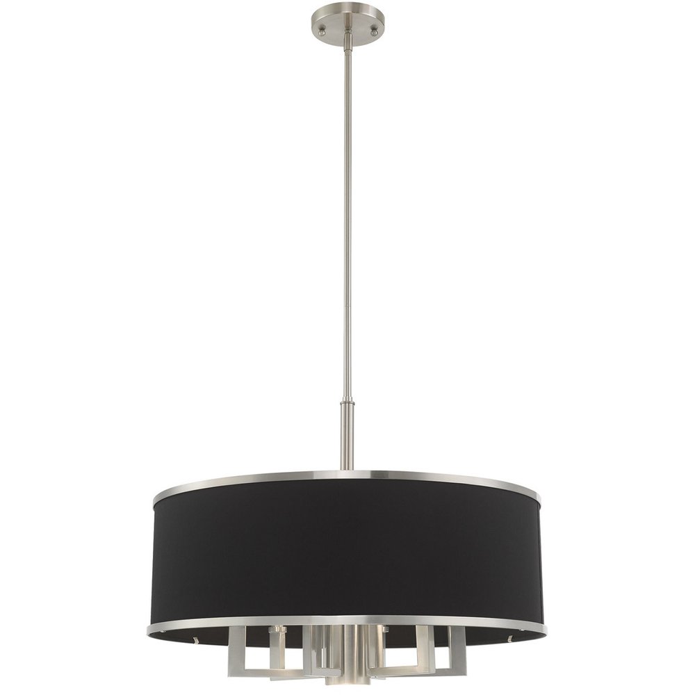 Nickel Seven Light Metal Dimmable Chandelier With Shades