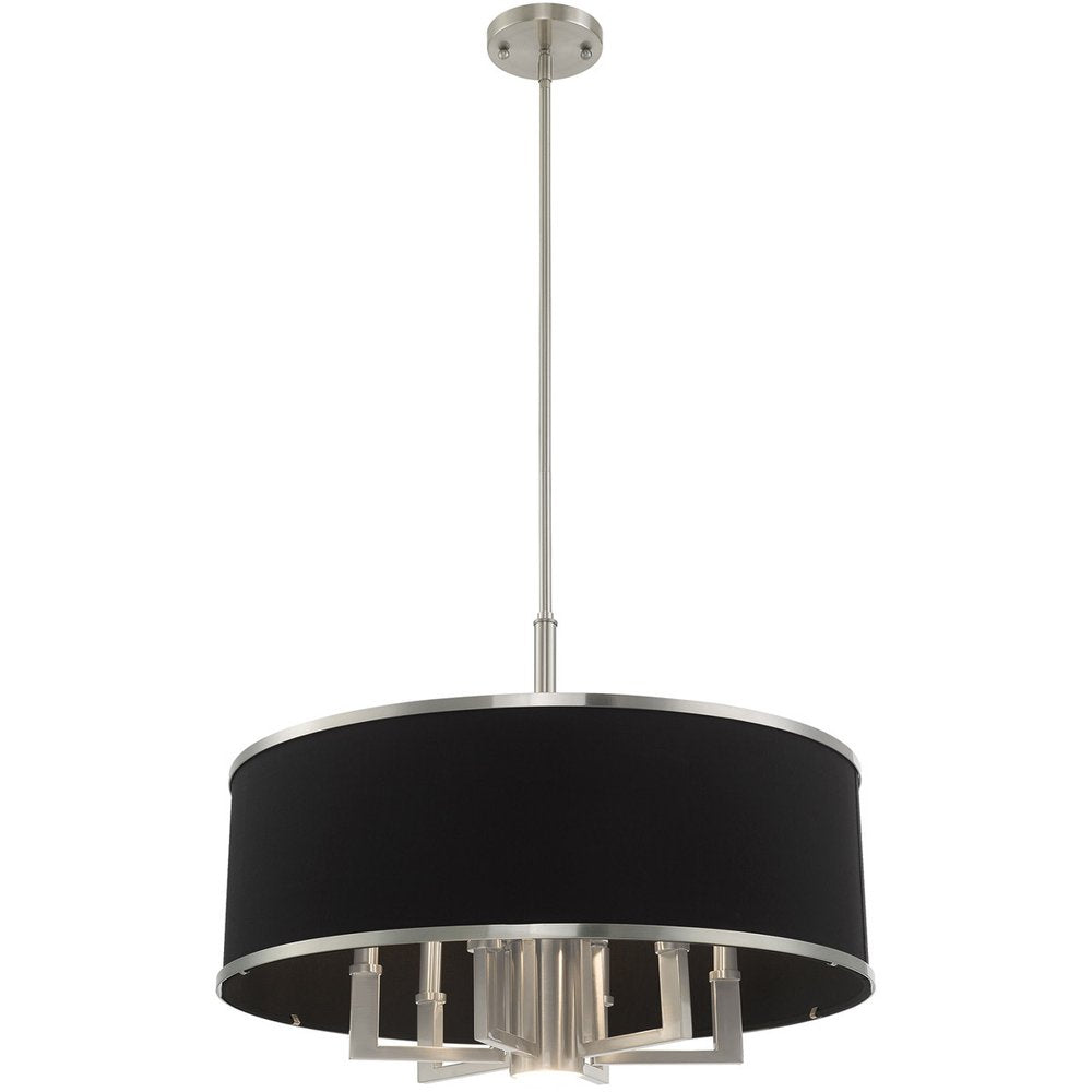 Nickel Seven Light Metal Dimmable Chandelier With Shades