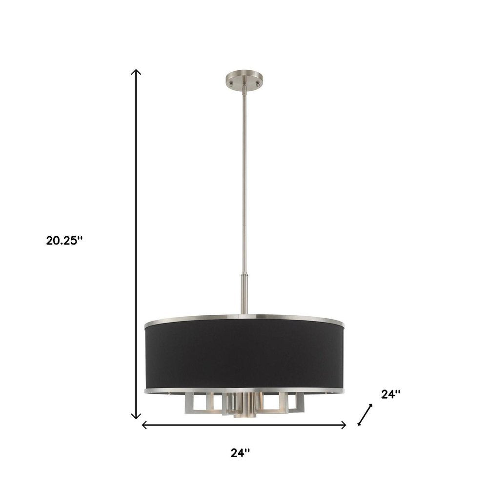 Nickel Seven Light Metal Dimmable Chandelier With Shades