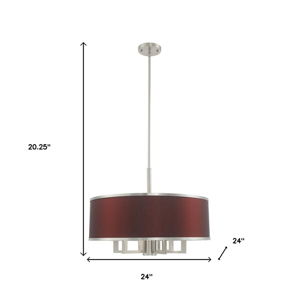 Nickel Seven Light Metal Dimmable Chandelier With Shades