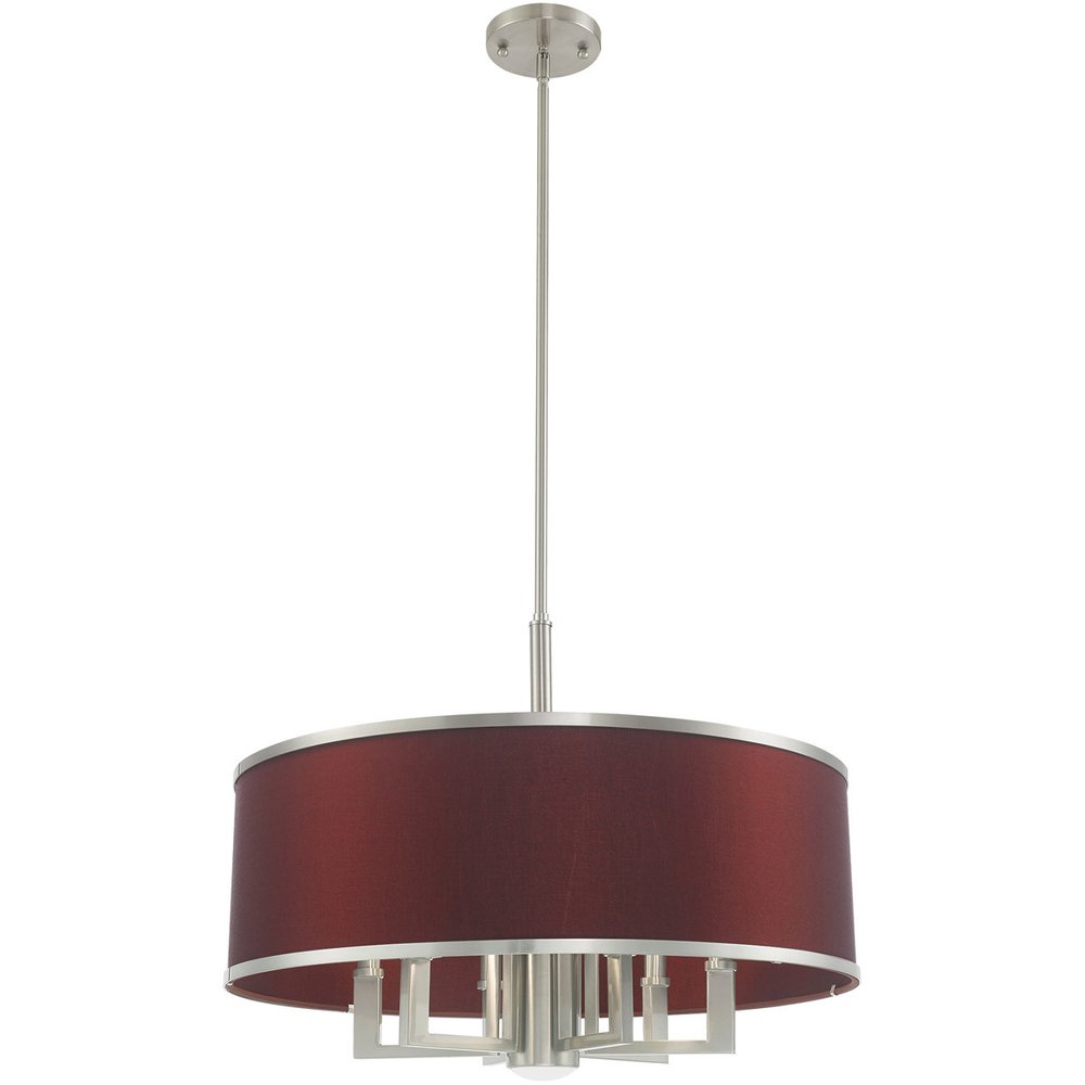 Nickel Seven Light Metal Dimmable Chandelier With Shades
