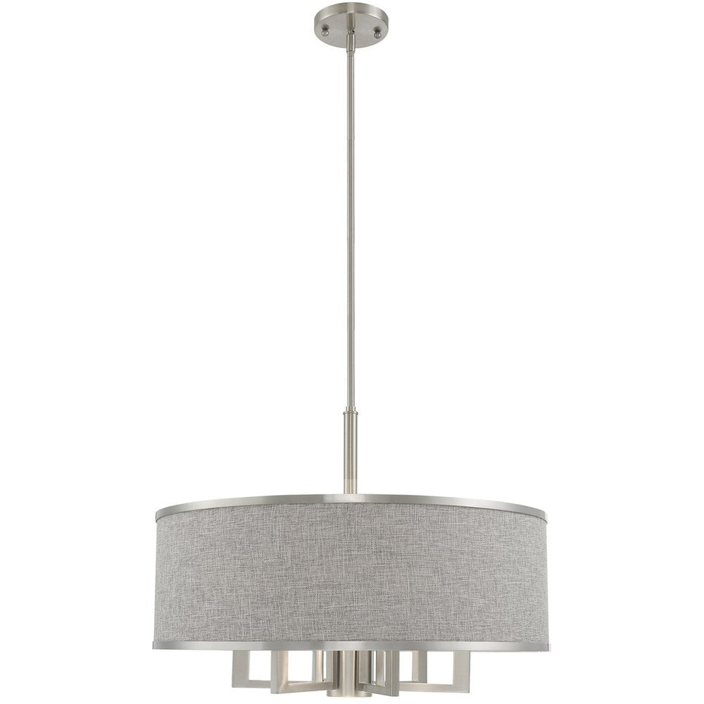 Nickel Seven Light Metal Dimmable Chandelier With Shades