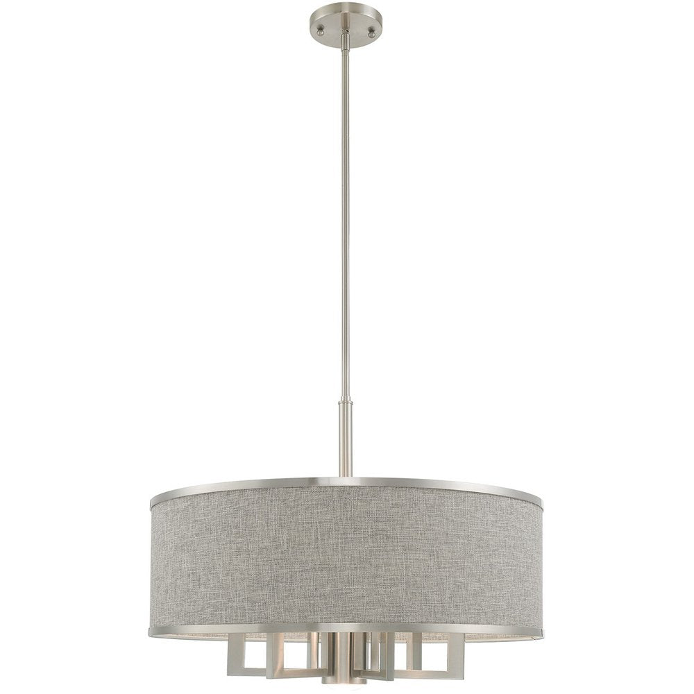 Nickel Seven Light Metal Dimmable Chandelier With Shades
