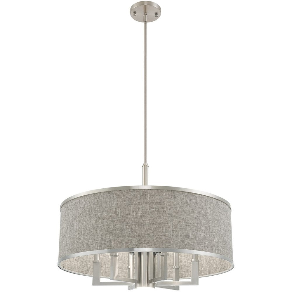 Nickel Seven Light Metal Dimmable Chandelier With Shades