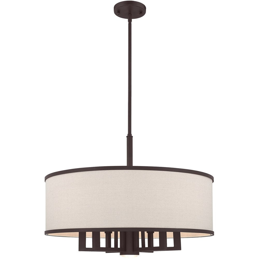 Bronze Seven Light Metal Dimmable Chandelier With Shades
