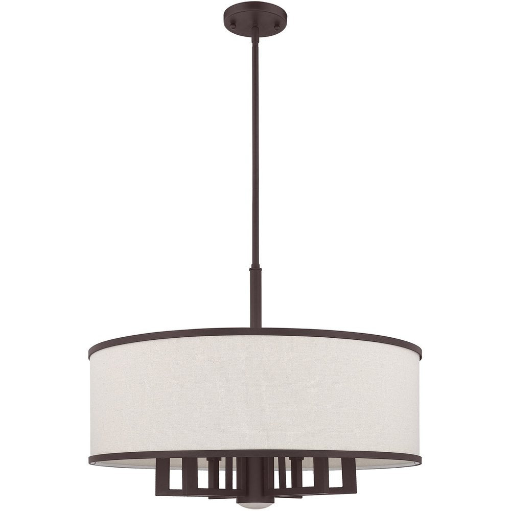 Bronze Seven Light Dimmable Chandelier With Shades