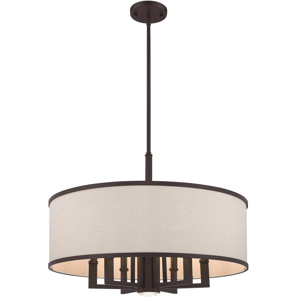 Bronze Seven Light Dimmable Chandelier With Shades