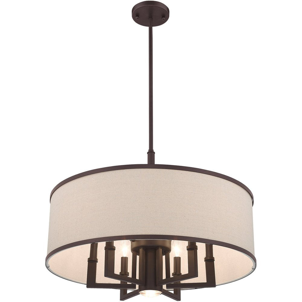 Bronze Seven Light Dimmable Chandelier With Shades
