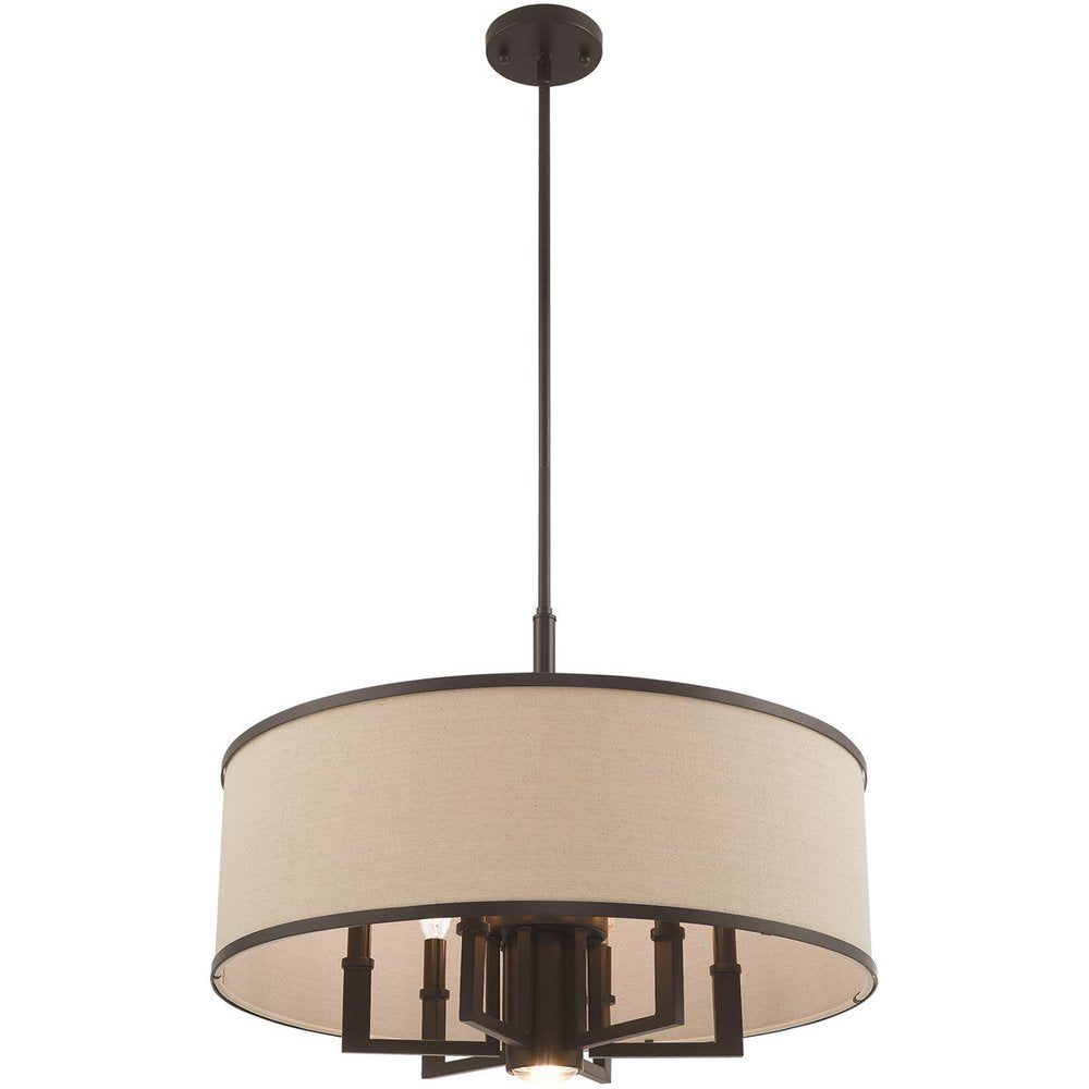 Bronze Seven Light Dimmable Chandelier With Shades