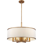 Antiqued Gold Seven Light Metal Dimmable Chandelier With Shades