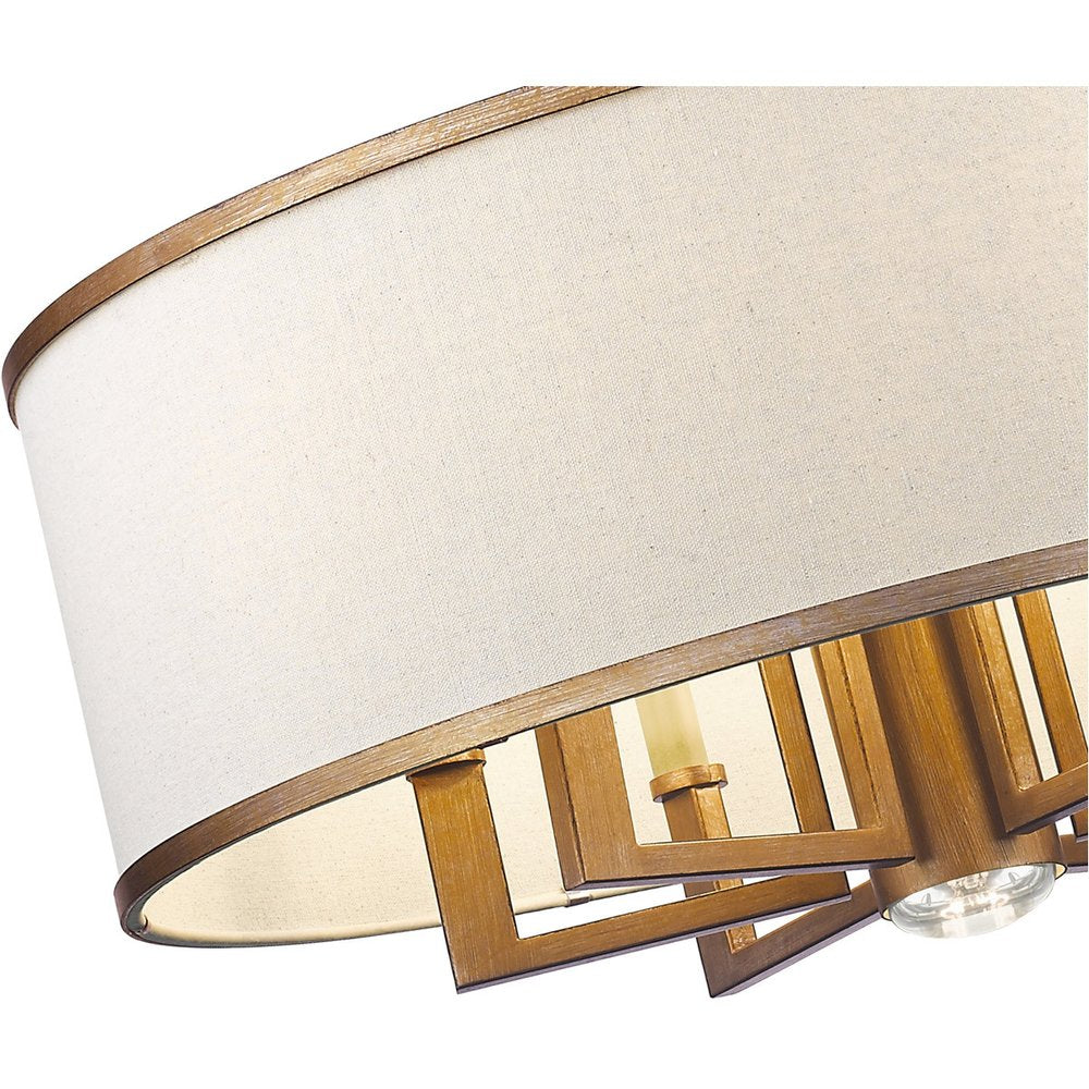 Antiqued Gold Seven Light Metal Dimmable Chandelier With Shades