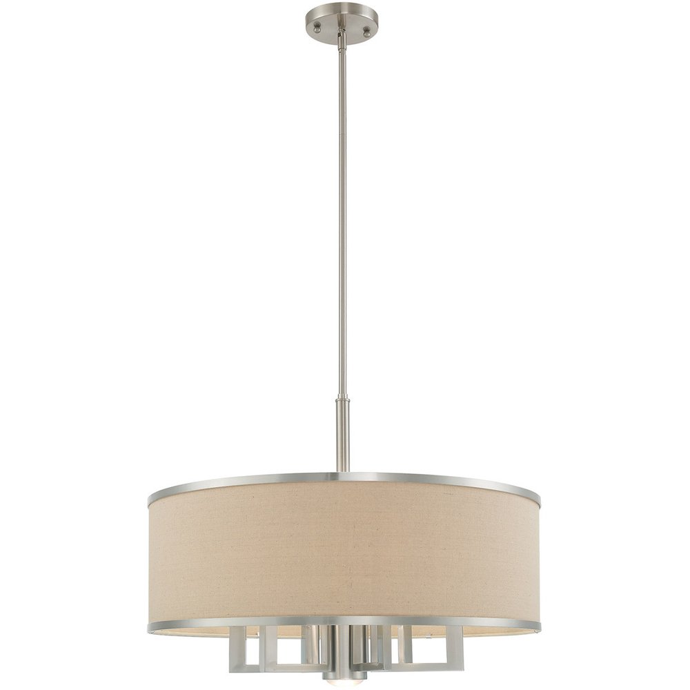 Nickel Seven Light Metal Dimmable Chandelier With Shades
