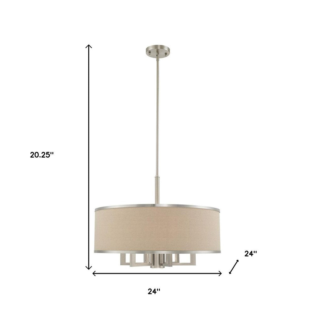 Nickel Seven Light Metal Dimmable Chandelier With Shades