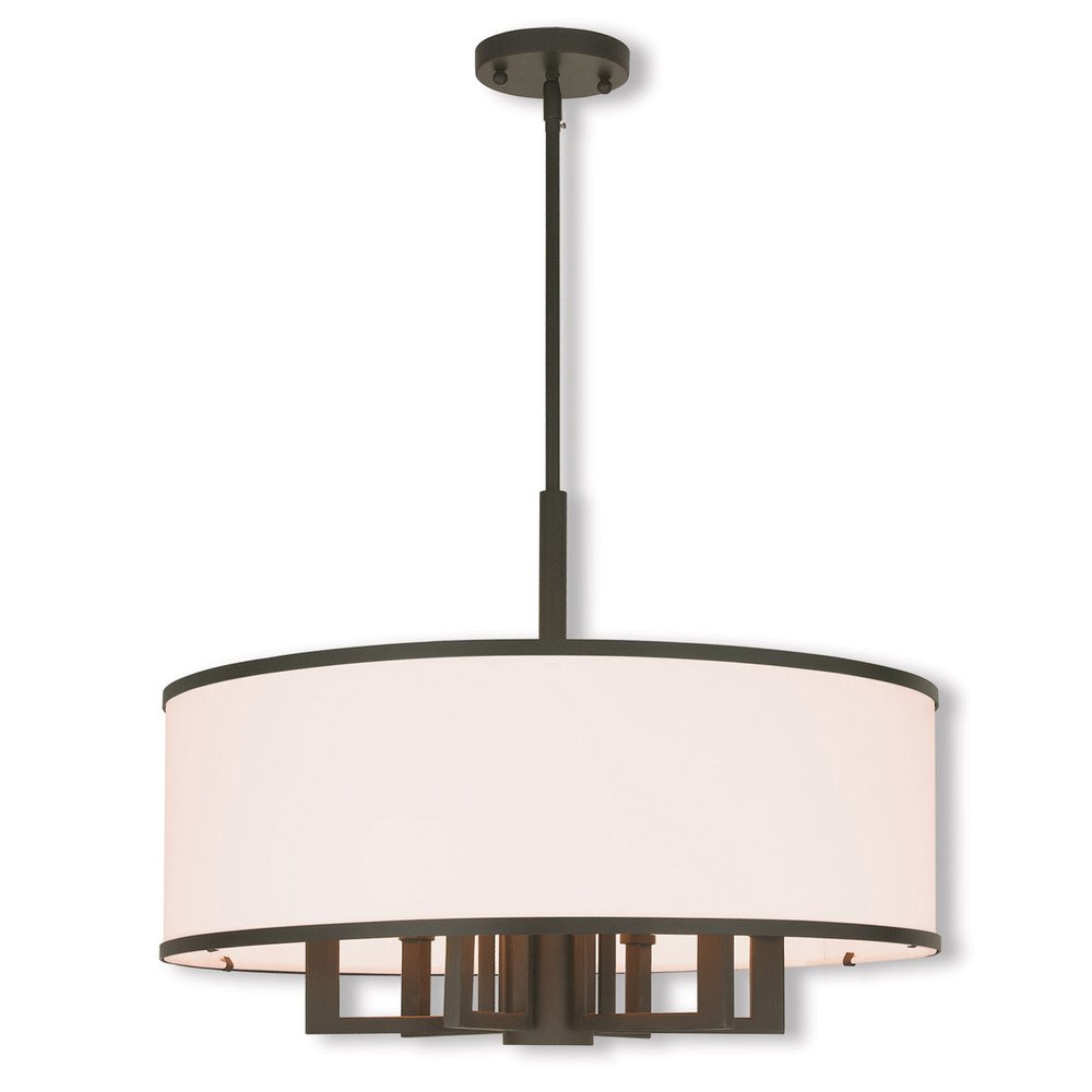 Bronze Seven Light Dimmable Chandelier With Shades