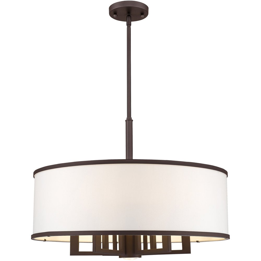 Bronze Seven Light Dimmable Chandelier With Shades