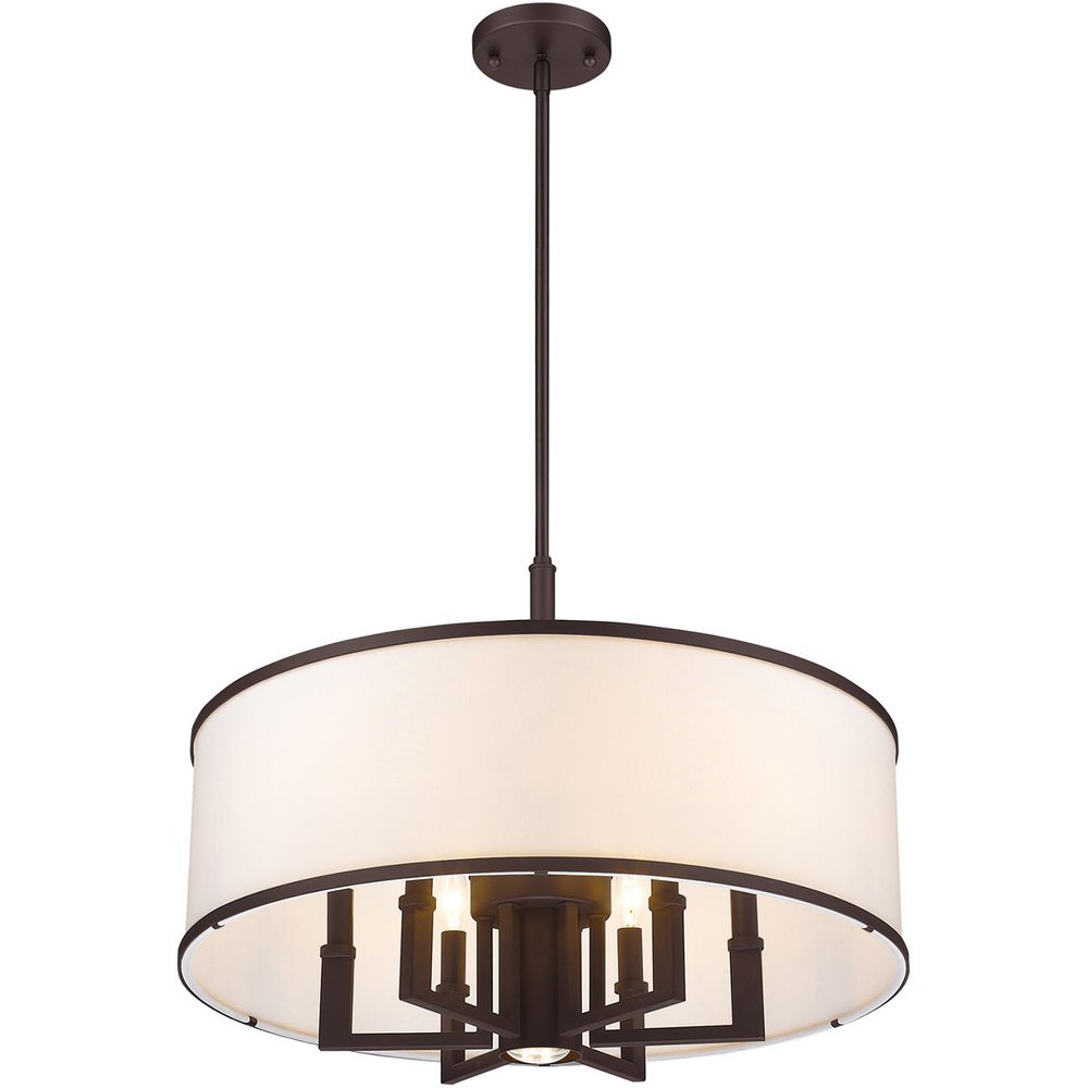 Bronze Seven Light Dimmable Chandelier With Shades