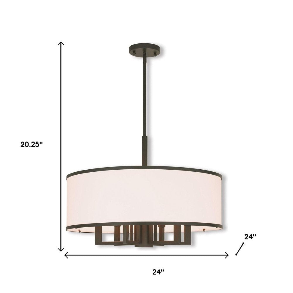 Bronze Seven Light Dimmable Chandelier With Shades