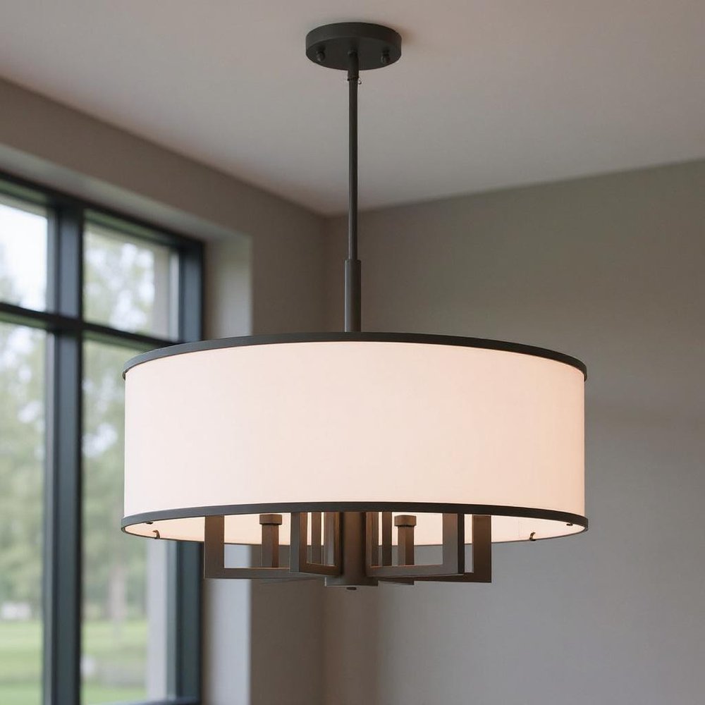 Bronze Seven Light Dimmable Chandelier With Shades