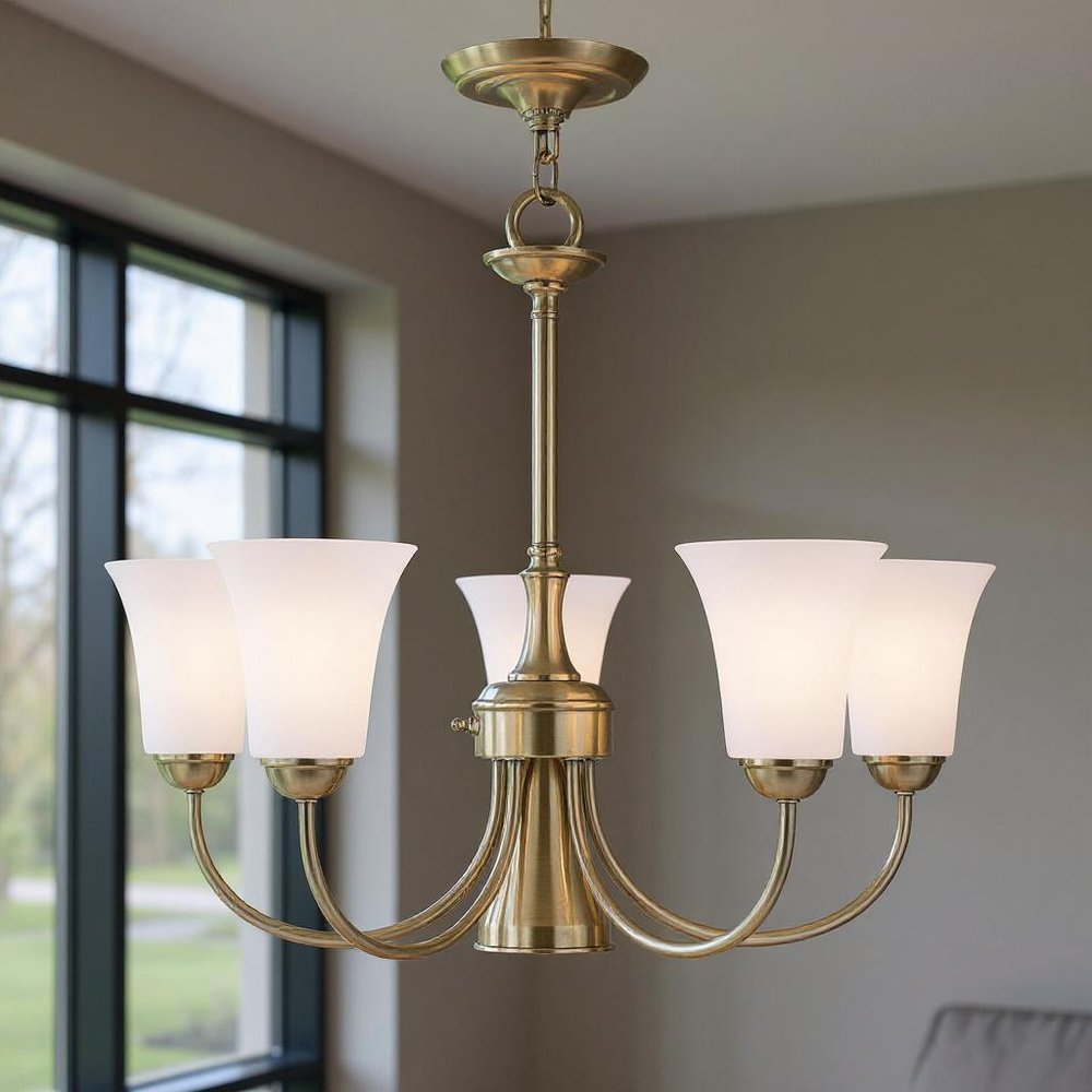 Six Light Dimmable Chandelier With Shades