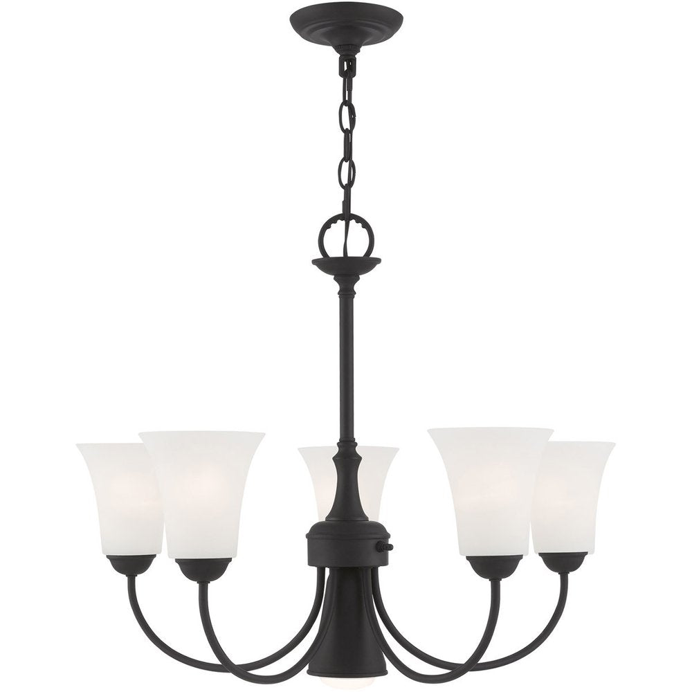 Black Six Light Dimmable Chandelier With Shades