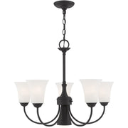 Black Six Light Dimmable Chandelier With Shades