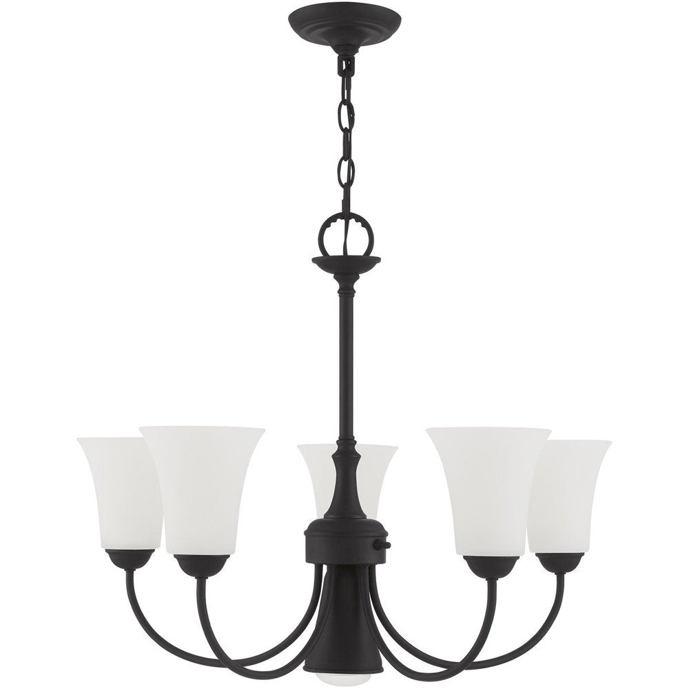 Black Six Light Metal Dimmable Chandelier With Shades