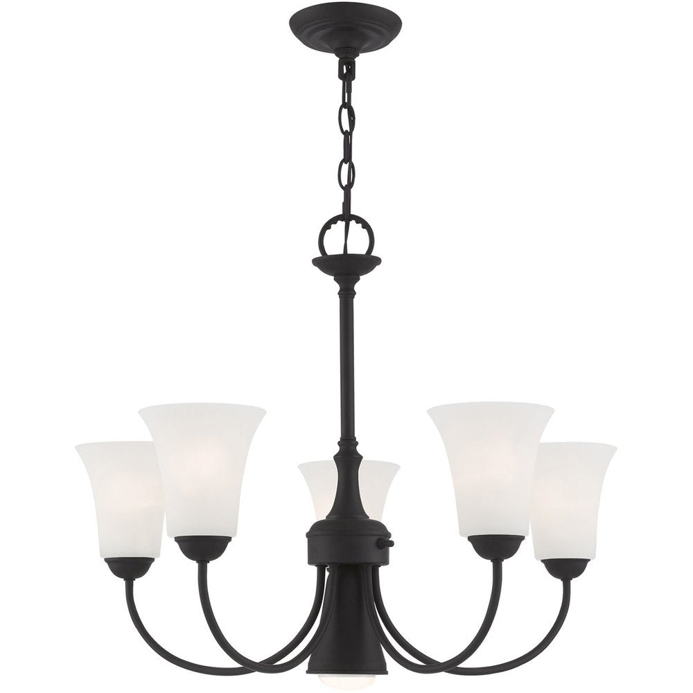 Black Six Light Dimmable Chandelier With Shades