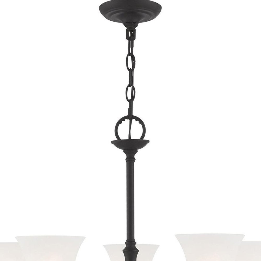 Black Six Light Dimmable Chandelier With Shades