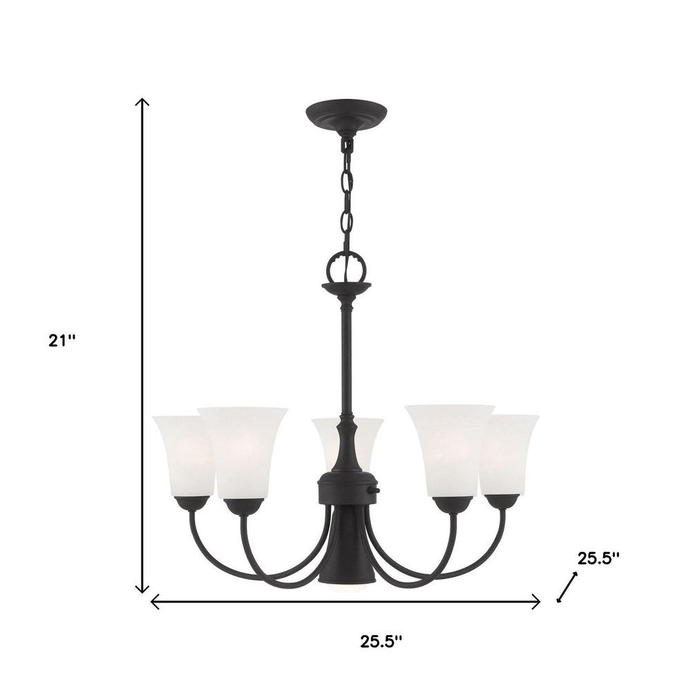 Black Six Light Metal Dimmable Chandelier With Shades