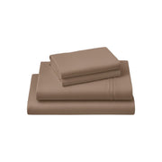 Four Piece Light Brown Cotton King Sheet Set