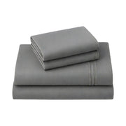 Four Piece Light Gray Cotton Queen Sheet Set