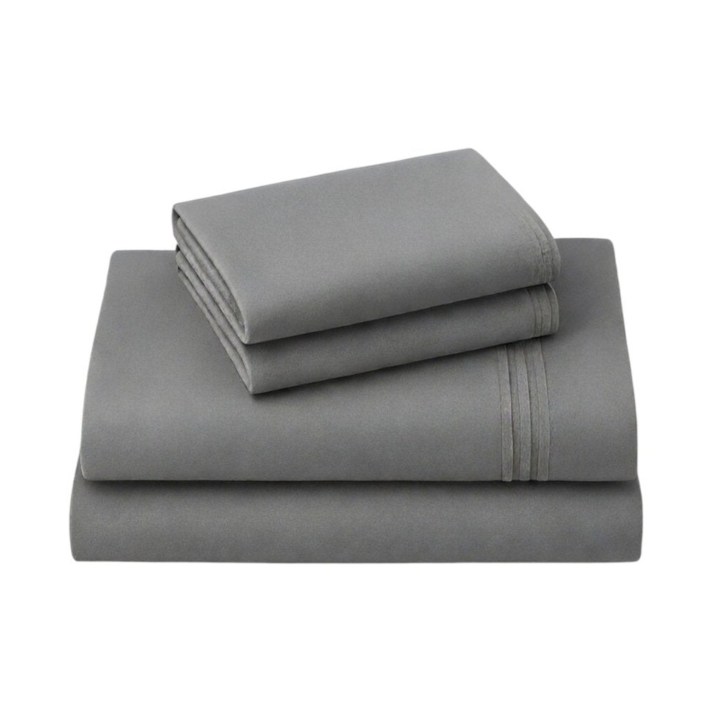 Four Piece Light Gray Cotton King Sheet Set