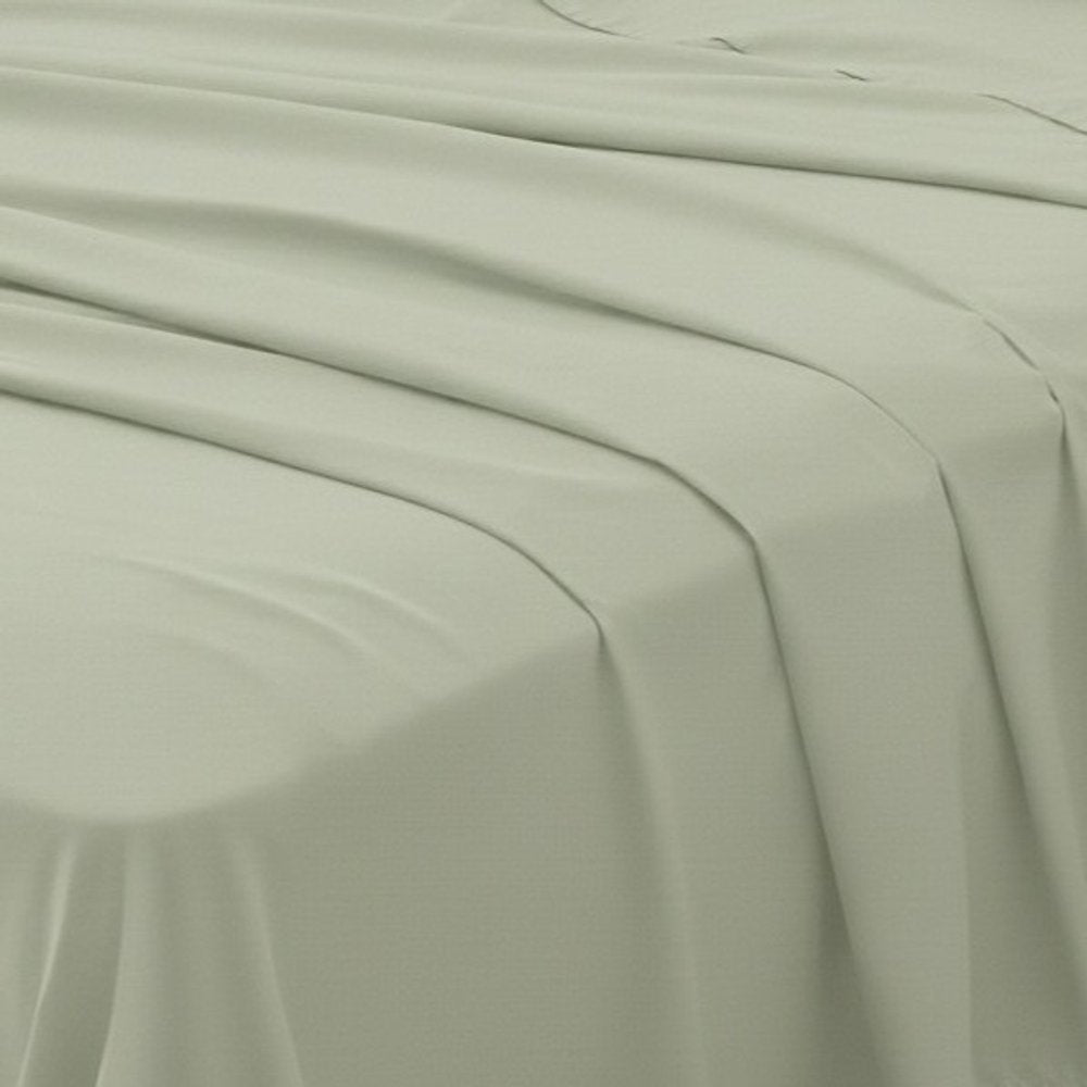 Set of Two Sage Cotton Queen Pillowcases