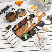 Set of Two Brown Live Edge Solid Wood Cooking Utensil Sets