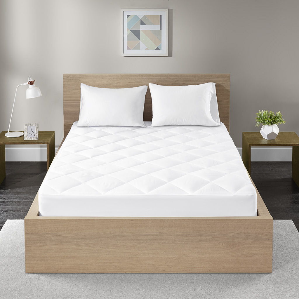 Quiet Nights - Twin Long Waterproof Diamond Quilting Down Alternative Mattress Pad - White