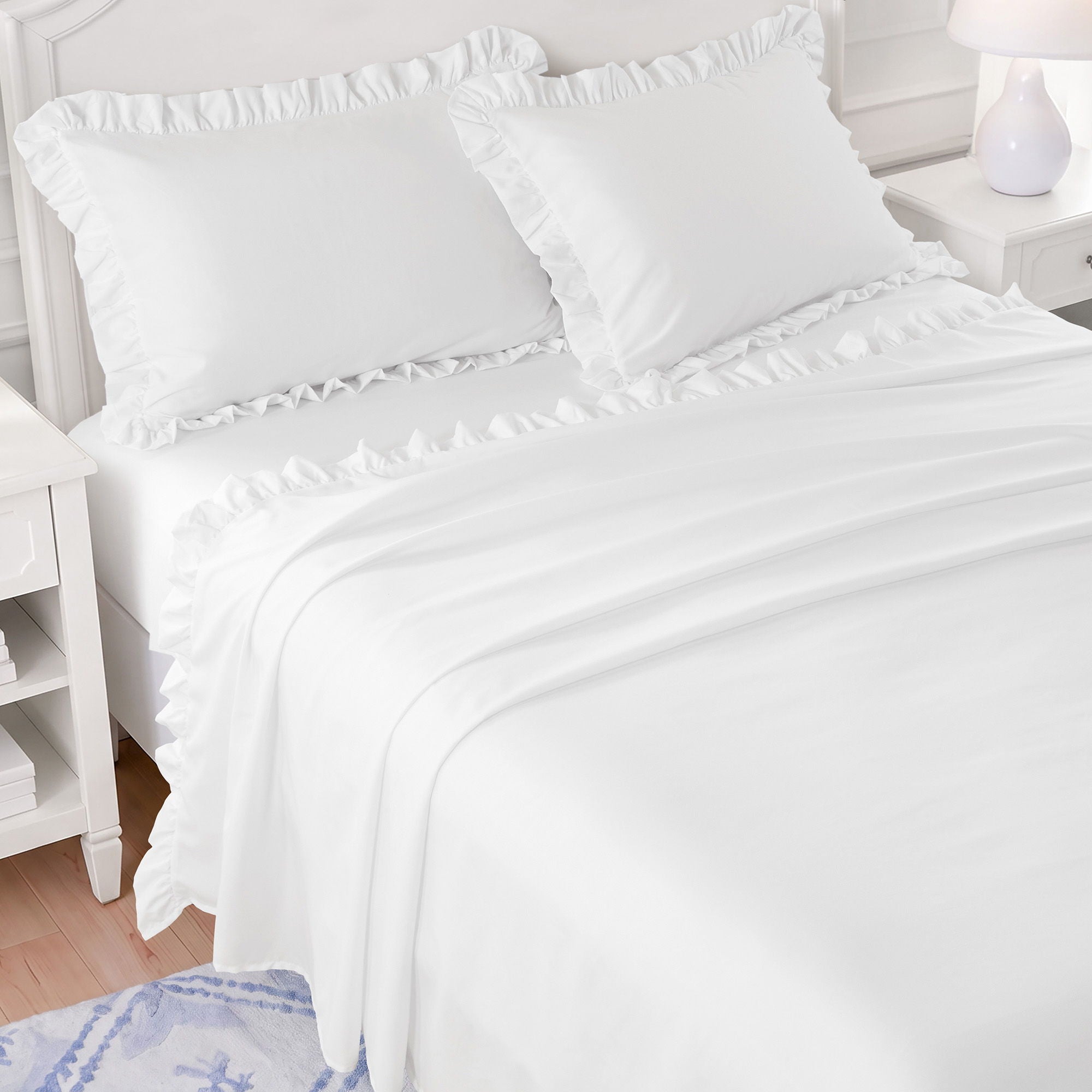 Microfiber Ruffle - Full Sheets - Bright White