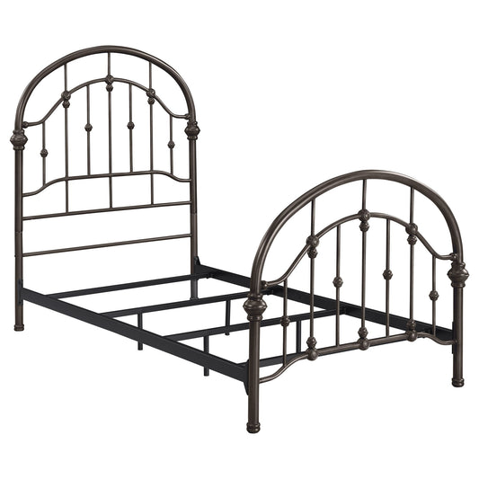 Twin Bed With Curved Headboard And Footboard - Bronze