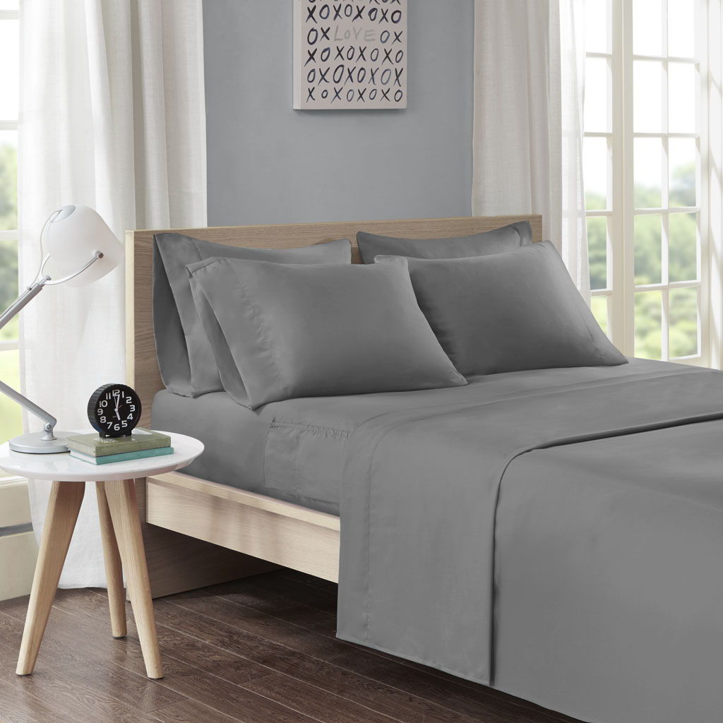 Microfiber - Sheet Set With Side Storage Pockets - Charcoal