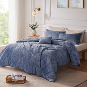 Felicia - Velvet Duvet Cover Set With Throw Pillow - Blue
