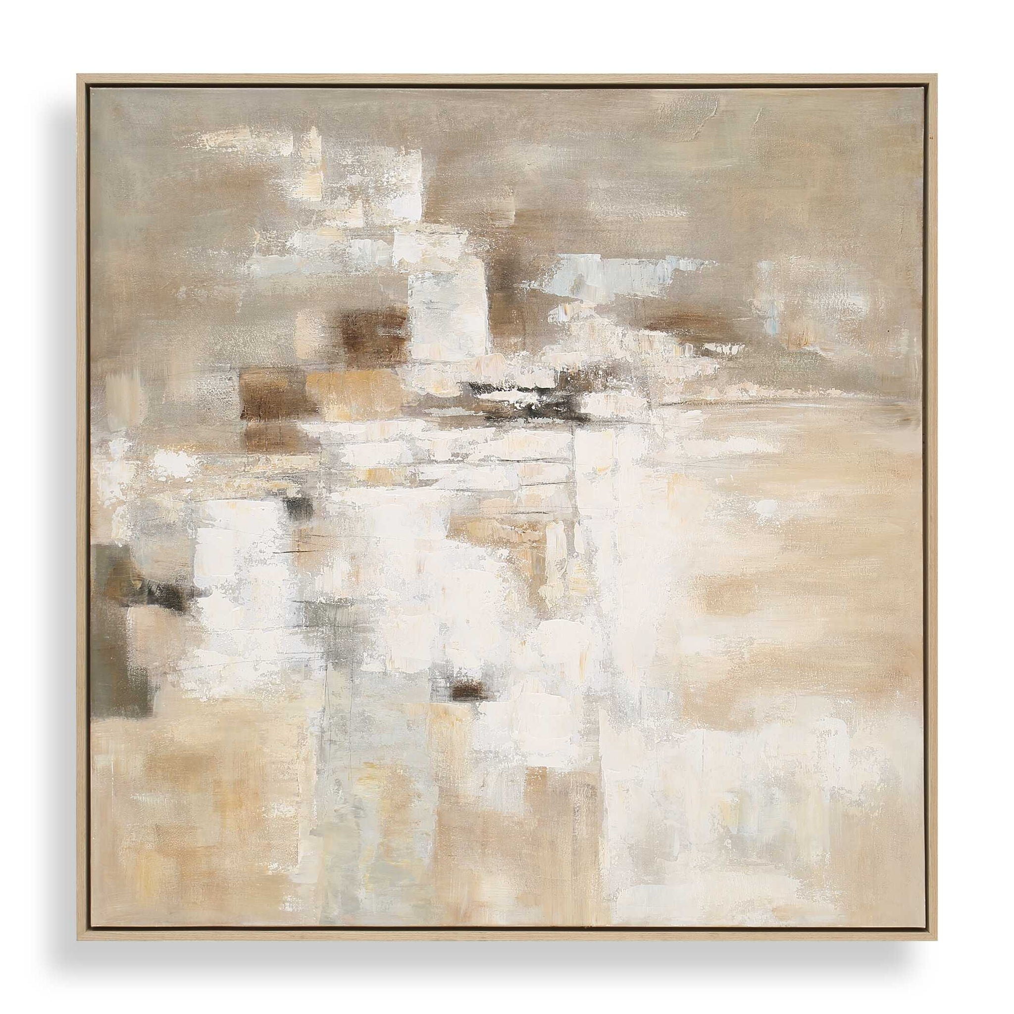 Time To Time - Hand Painted Abstract Art - Black / Brown / Gray / White / Woodtone
