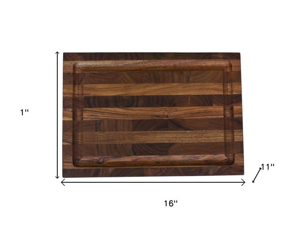 16" Brown Solid Wood Cutting Board With Juice Groove
