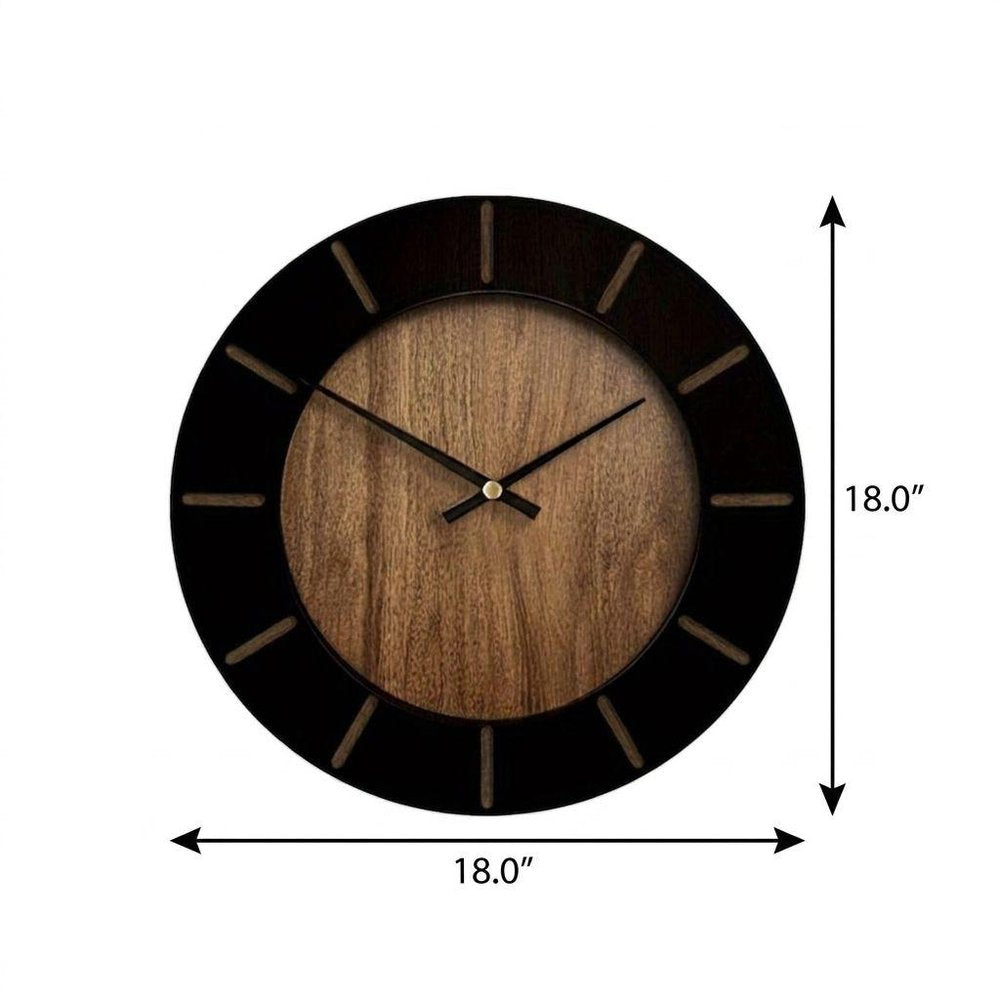 18" Brown Silent Analog Round Wall Clock