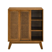 32" Light Brown Wood Sideboard With Two Sliding Doors